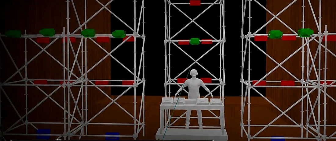 Scenos apšvietimo 3D vizualizacija programavimo metu